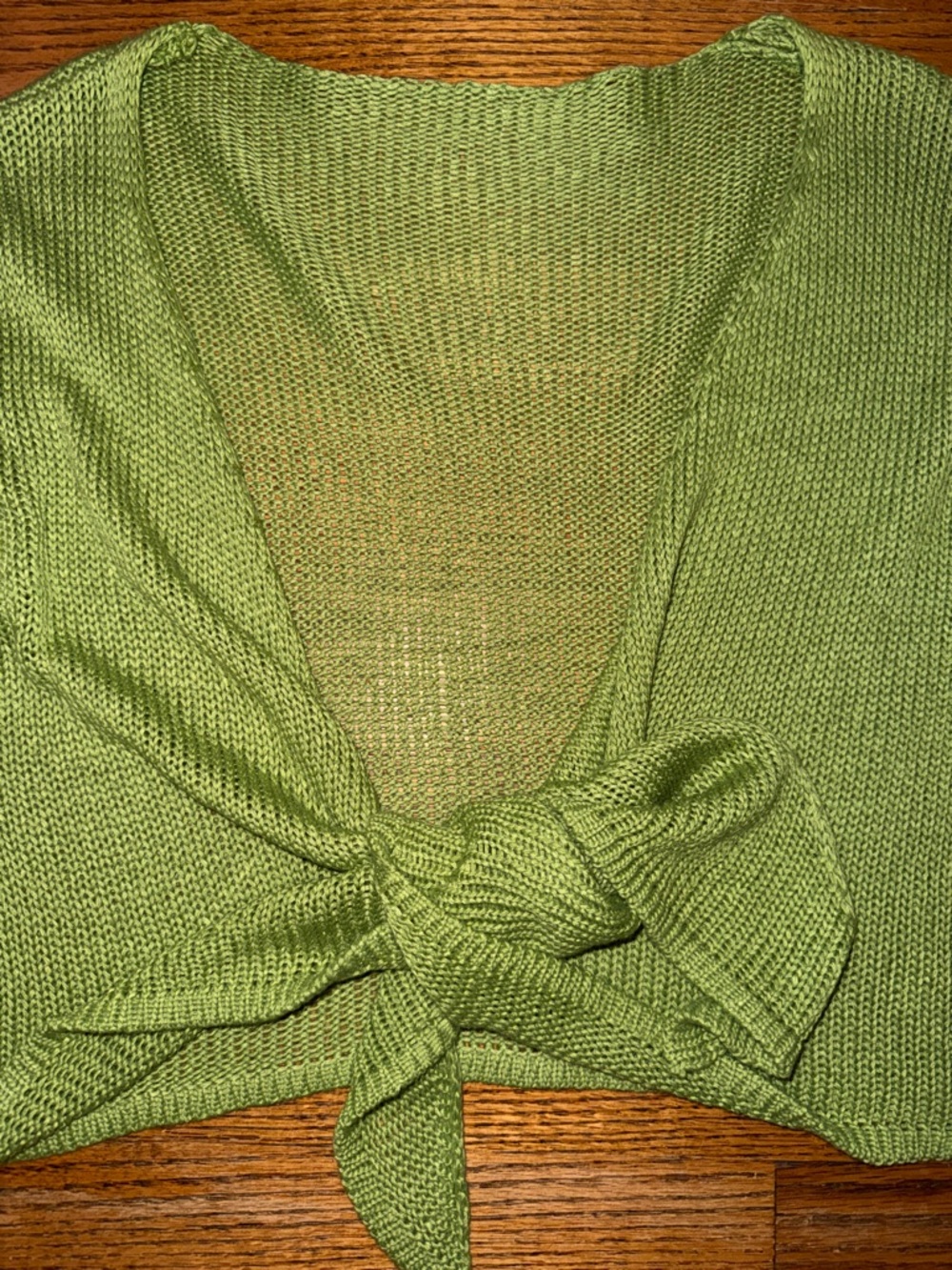 Knit Tie-Front Cropped Cardigan in Green